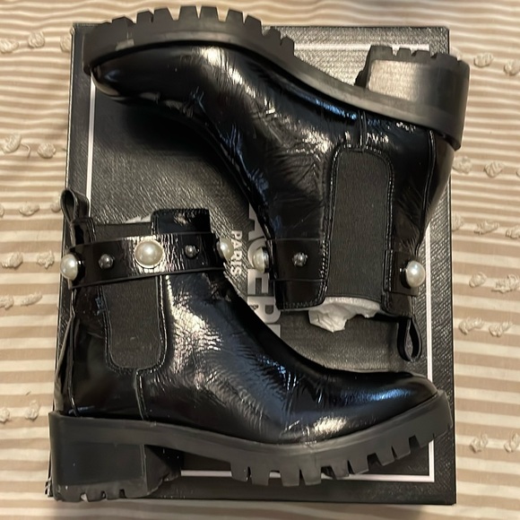 Karl Lagerfeld Shoes - Black patent lug sole boot